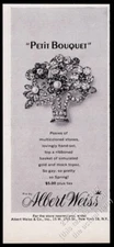 1963 Albert Weiss costume jewelry flower bouquet pin photo vintage print ad