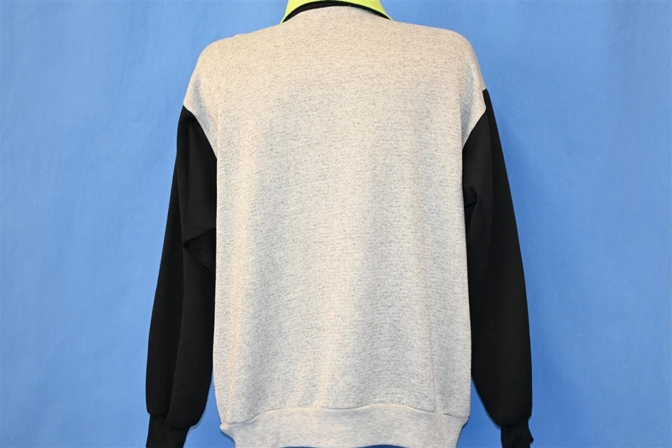 vintage 80s SPALDING BLACK GRAY NEON GREEN ZIPPER ZIP UP WARM UP TRACK JACKET L Foto 3 de 4