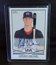 ERICH WEISS~2011 Baseball Topps Collegiate Natl Team USA-A22~Blue Autograph