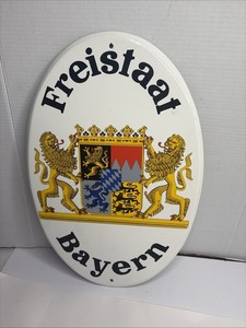 Genuine Vintage original Coat Of Arms Shield Of The Free State Of Bavaria Sign