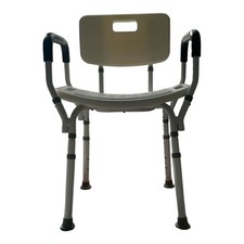 Medline Adjustable Height Bath Chair with Back and Padded Arms