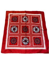 Nautical Compass Helm Square Scarf, Red White Blue Made In Italy Vintage