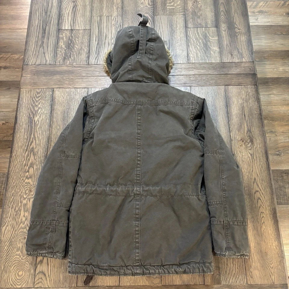 Chaqueta de Colección American Eagle Para Hombres XS Militar Parka Abrigo Piel Franela Forrada Y2K Foto 3 de 4