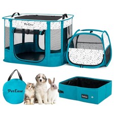 Portable 2-in-1 Dog playpen, Outdoor Cat Playpen with Litter Box Area for Ind...