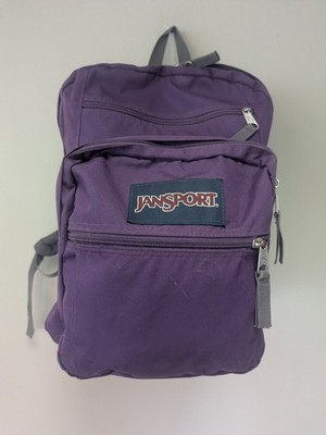 JanSport Purple Backpack Bookbag School Travel Daypack Gray Straps Zip  Pockets | eBay