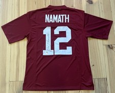 CAMISETA DE JOE NAMATH AUTOGRAFIADA FIRMADA PERSONALIZADA ALABAMA MAREA CARMESÍ CON CERTIFICADO DE AUTENTICIDAD DEL JUGADOR