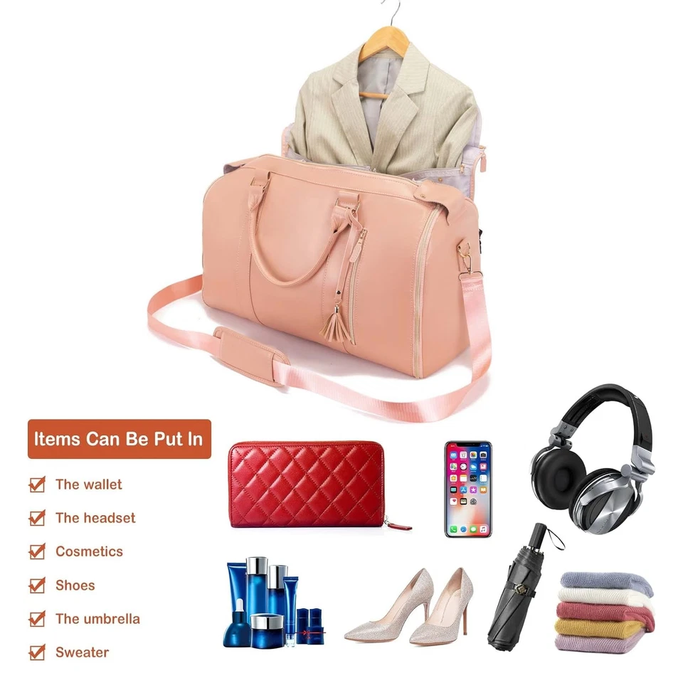 Garment Bag for Travel, Large PU Leather Carry On Garment Bag, 3 in 1 Hanging... - Image 4 of 4