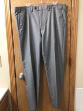 CHAPS MEN REGULAR STRAIGHT PANTS 40 x 32 GRAY FOUR POCKET POLYESTER RAYON MIX