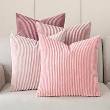 Set of 4 Pink Corduroy 20x20 Inch Decorative Pillow Covers for Home Sofa