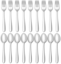 24-piece Forks and Spoons Silverware Set, Food Grade Stainless Steel Flatware C