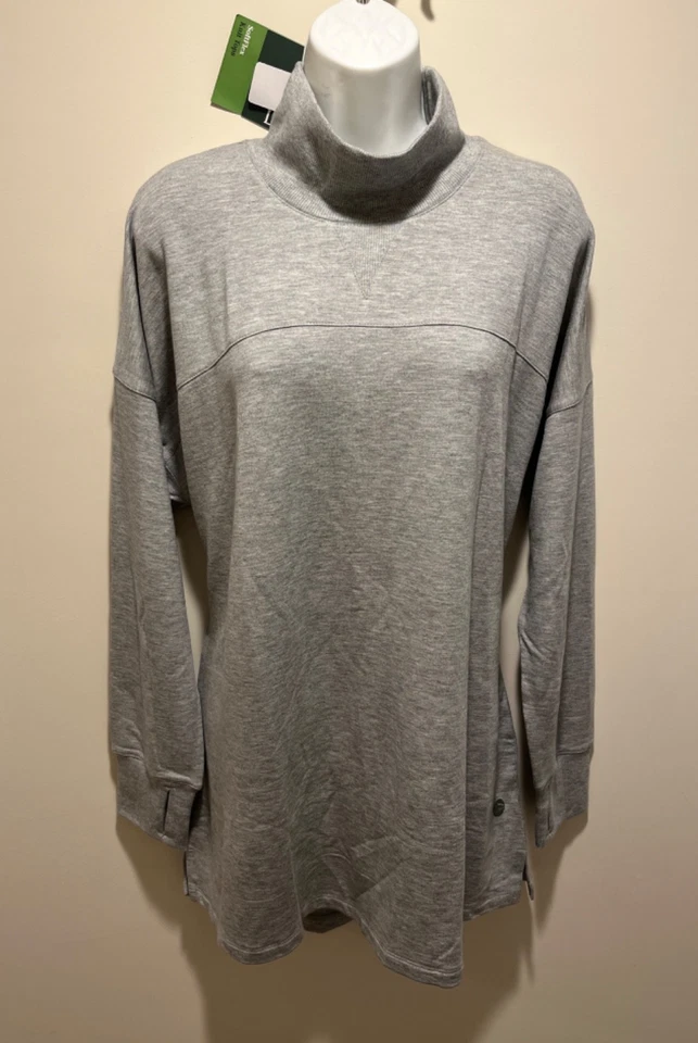 LL Bean Womens XLARGE Soft Flex Mock Neck Pullover Sweatshirt Gray Heather NWT - Image 2 of 4