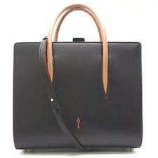 Christian Louboutin Paloma Tote Bag Leather Patent Vernis Black Red Leopard