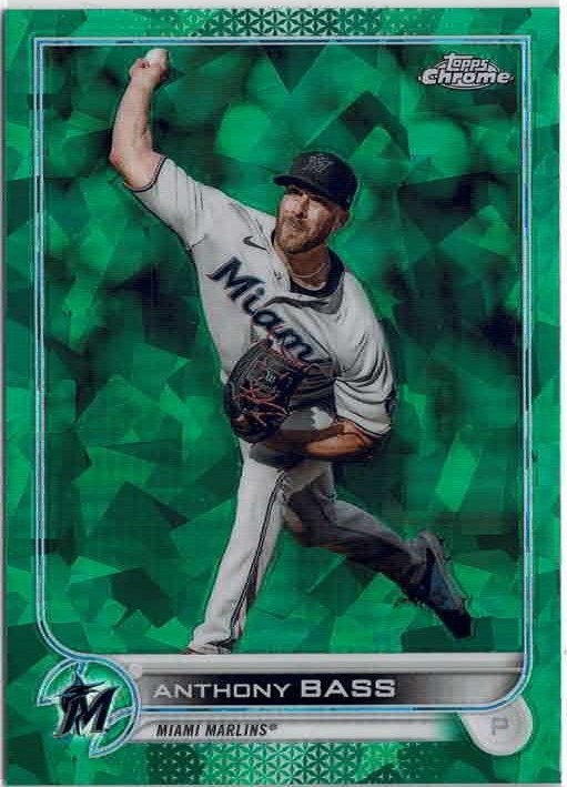 2022 Topps Chrome Update Sapphire Anthony Bass (Marlins) Green /75 No. US227