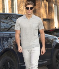 Collars  Co Bellagio Buttonless Polo Shirt Grey Australian Merino Wool L