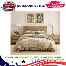 Floral Cloud Reversible Quilt, Green Multi, King/Cal. King, Reverses, New