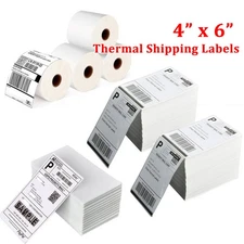  4" x 6" Direct Thermal Address Shipping Labels Fanfold Rolls for Zebra & Rollo