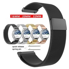 18 20 22mm QuickFit Magnetic Loop Metal Watch Strap Stainless Steel Mesh Band
