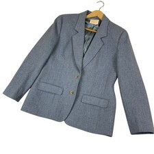 Pendleton Womens Blue Wool Blazer Jacket Size 10 Made in USA T374-138 100 Wool