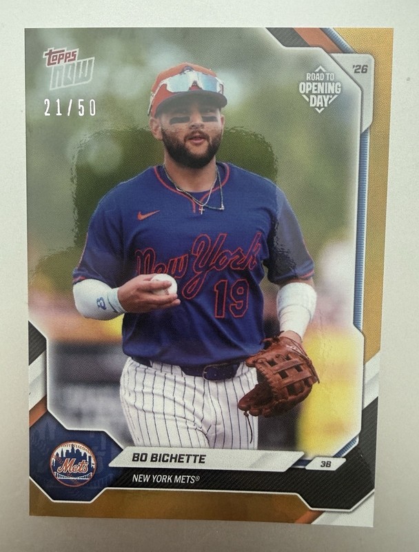 /50 Bo Bichette 2026 New York Mets Topps NOW Road To Opening Day Gold Foil