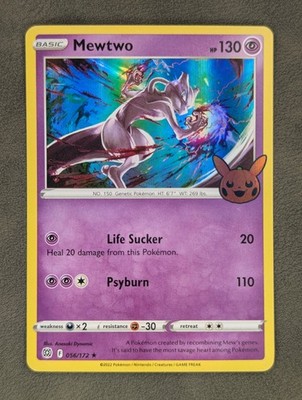 Mewtwo 056/172 Pokémon Pokemon Trick or Trade Stamp Rare SWSH09