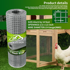 Chicken Wire Fence,Wire mesh roll,Hardware Cloth 1/2 Inch 4inx10ft 19 GA Ho...