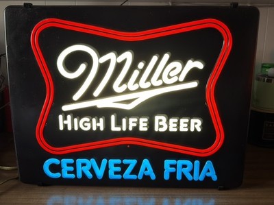 1980s MILLER HIGH LIFE BEER-Plastic Light Up Sign MAN CAVE MUST!
