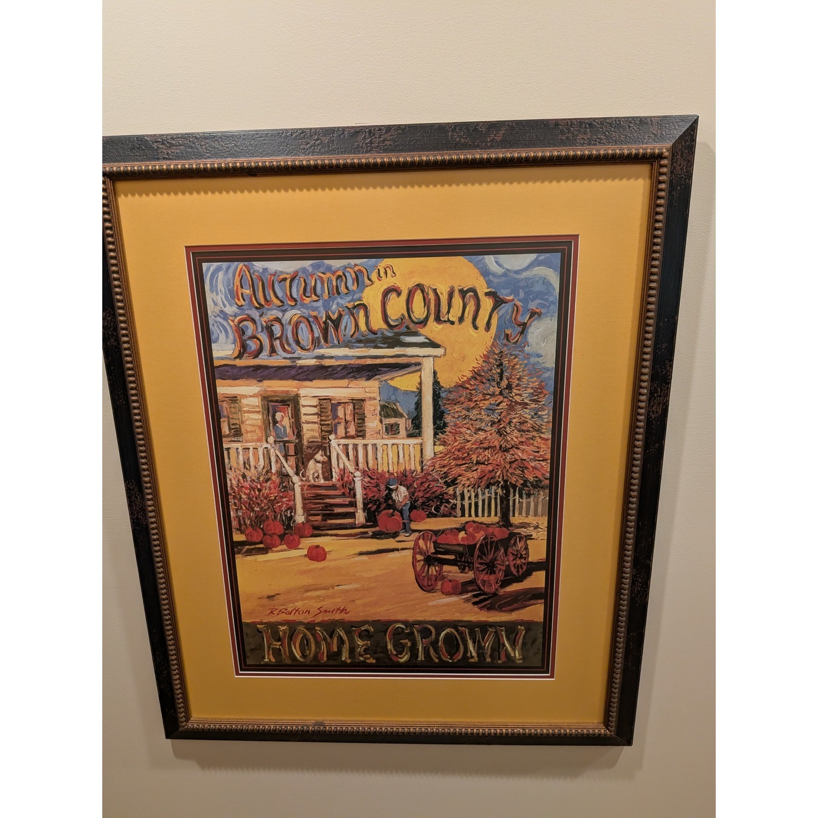 Vintage R. Bolton Smith Autumn in Brown County Home Grown Framed Print Indiana