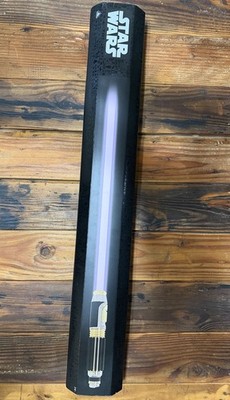 Star Wars Galaxy's Edge Mace Windu Lightsaber Set with Blade & Stand Open Box
