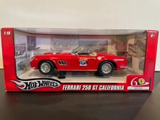 HOT WHEELS FERRARI 250 GT CALIFORNIA RED 1/18 60th ANNIVERSARY MINOR ISSUES READ