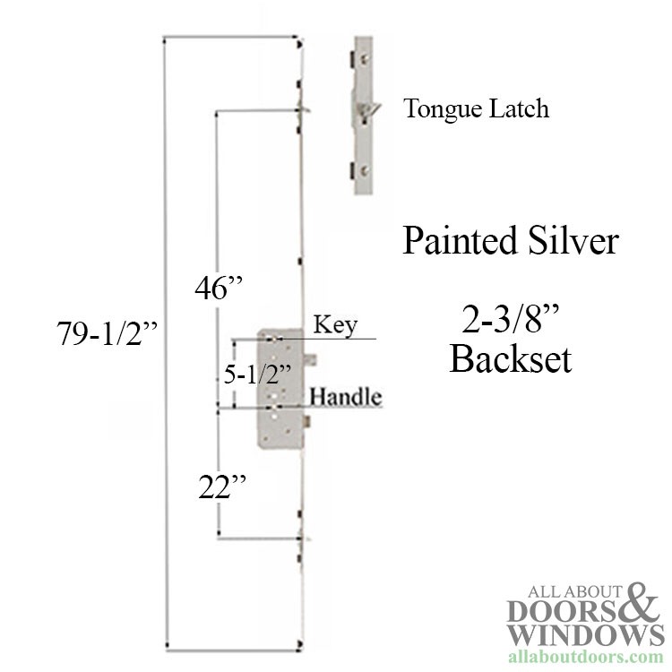 Rockwell Sentry Multipoint Lock ST Tongue 5-1/2" PZ x 2-3/8" BS 79-1/2" L Silver