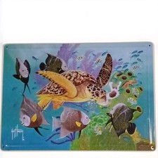 GUY HARVEY FULL HOUSE ALUMINUM FISHING MANCAVE DECOR SIGN 16×12 Great New