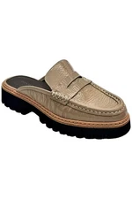 Donald Pliner Women's Hillie Crinkle Patent Slip On Loafers Mushrooms