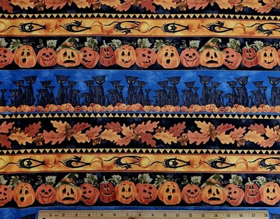 NORTHCOTT Fabric - HARVEST MOON - Halloween Border Stripe - 23'' REMNANT