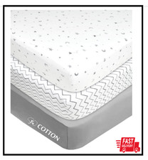 3 Pack Fitted Mini Crib Sheet 24" X 38", Soft Breathable Neutral 100 Cotton Jer