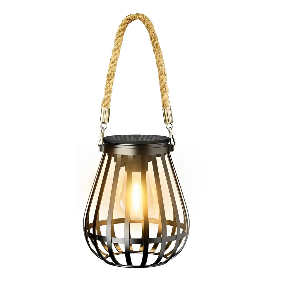 Linterna Solar Colgante Luz Exterior Jardín Patio Valla Porche Colgante Decoración Foto 3 de 4