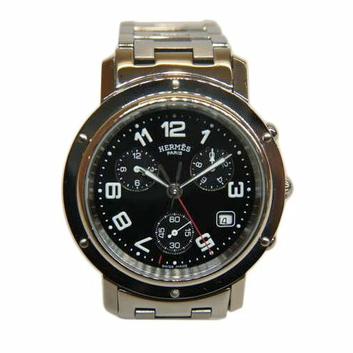 HERMÈS Orologio HERMES Clipper Cronografo SS Quadrante Nero CL1.910 Usato Buonezioni