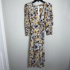 Faithfull The Brand X Anthropologie Chloe Midi Dress-Deep V Neck-Size 4-NWT FLAW