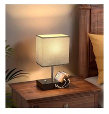 Table lamp with 2 USB ports, phone charging, Dimmable light, and modern design