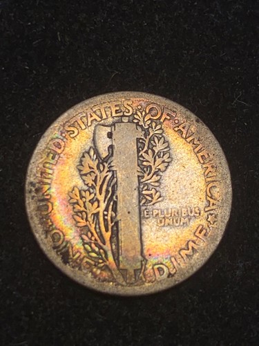 1925-P Silver Mercury Dime, Colorful Rainbow Album Toning - Picture 2 of 18