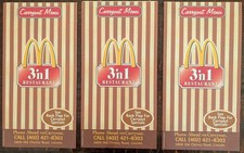RARO Menù da portata ristorante concept McDonald's 3 in 1 vintage, lotto di 3!