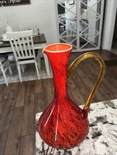 Vintage red Glass  vase/pitcher