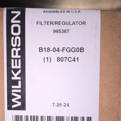 Wilkerson Filter Regulator B18-04-FGG0B R125 Maximum Pressure