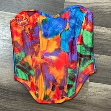 Pretty Little Thing Printed Back Zipper Corset Top Sz 6