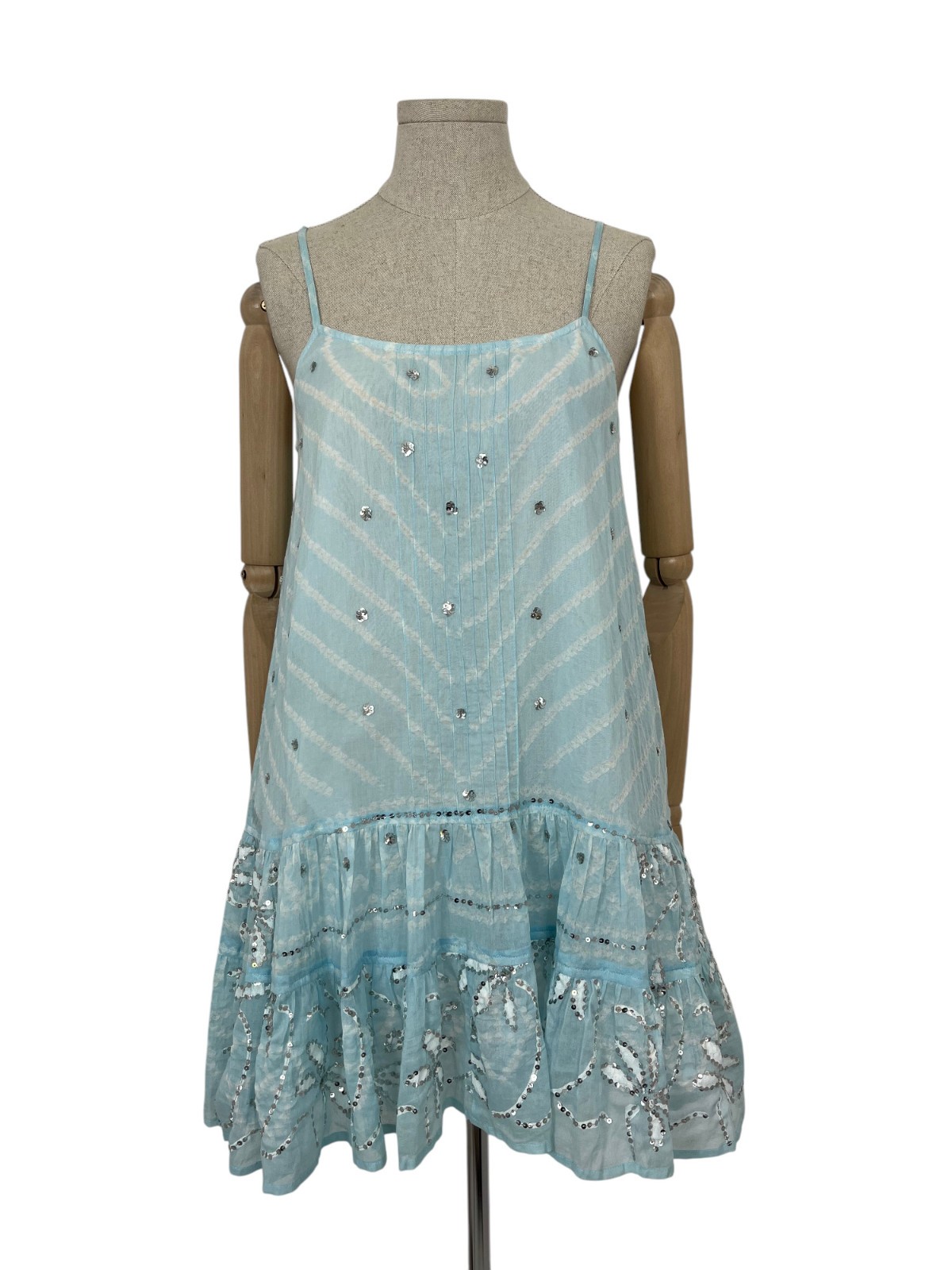 Mini vestido patinador de verano con tiras y lentejuelas Juliet Dunn