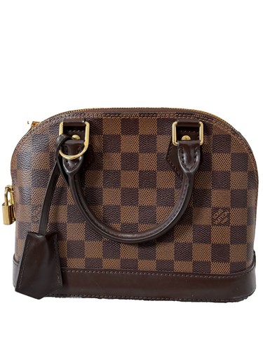 AUTHENTIC Louis Vuitton LV - Alma Damier Ebene Shoulder Bag BB Brown Canvas