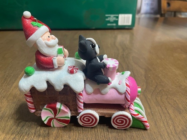 Boston Terrier on Christmas Train Ornament/Decoration