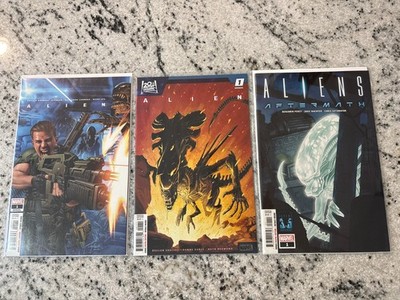 Lot Of 3 Alien Marvel Comic Books # 1 1 1 NM Aliens Aftermath Annual 15 J435