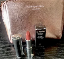 Givenchy Mini Lipstick Le Rouge Interdit Intense Silk + Petite Rose Gold Bag