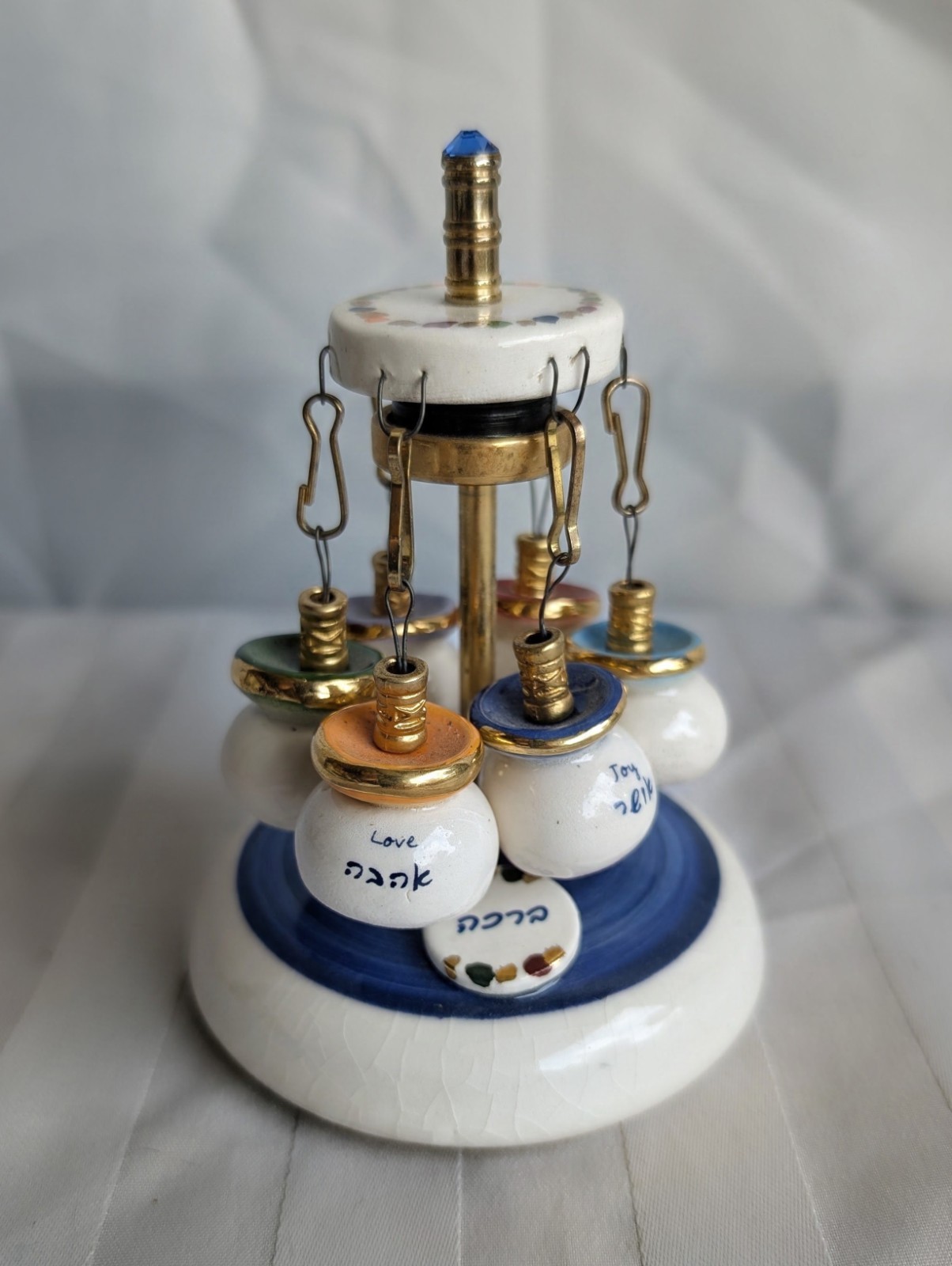 Eran Grebler Judaica Handmade Ceramic Carousel Blessing Pots Israel Dreidel 