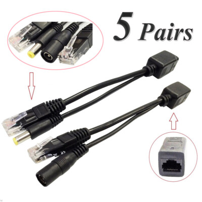 5 Pair Power Over Ethernet Passive PoE Adapter Injector Splitter Kit PoE Cable